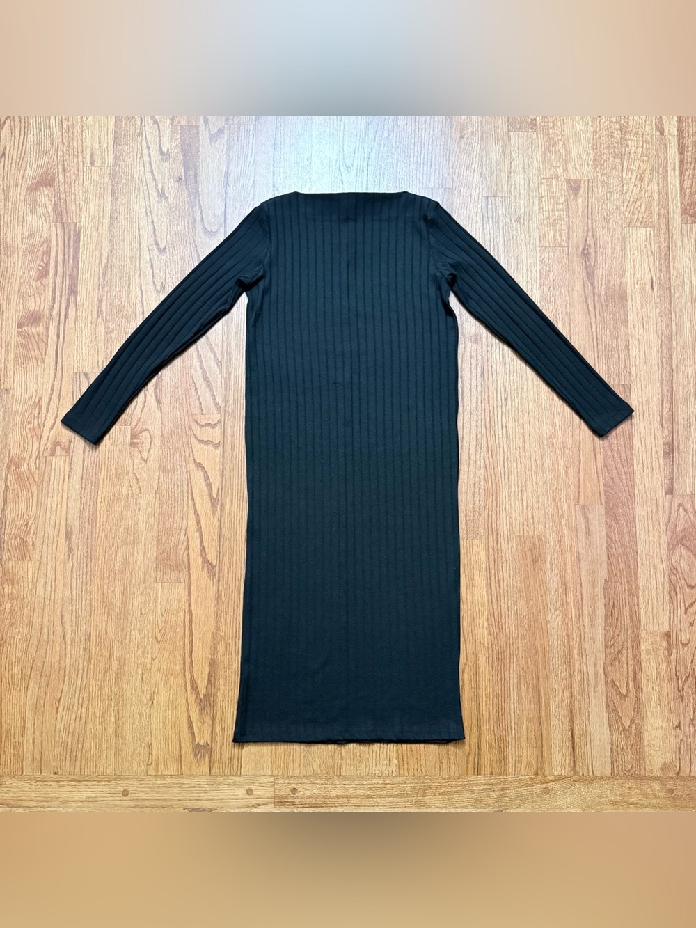 MNG Suit Black Ribbed Long Sleeve Midi Dress size XS